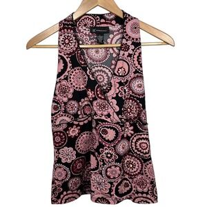 Y2K Babydoll Halter Tank Top Sz Large Pink Beaded Sequin‎ Floral Going Out Party